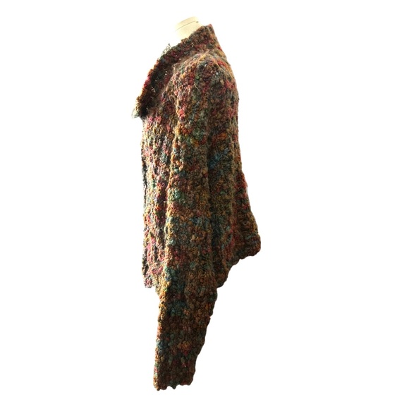 Vintage 70’s Multicolor Textured Women's chunky Sweater handmade size small - Picture 2 of 6